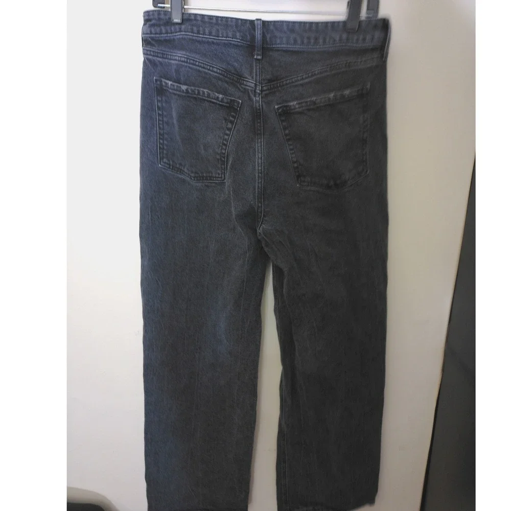 Old Navy Wide Leg Jeans Mens 10 Black Sky-Hi Extra High-Rise Faded Denim Grunge